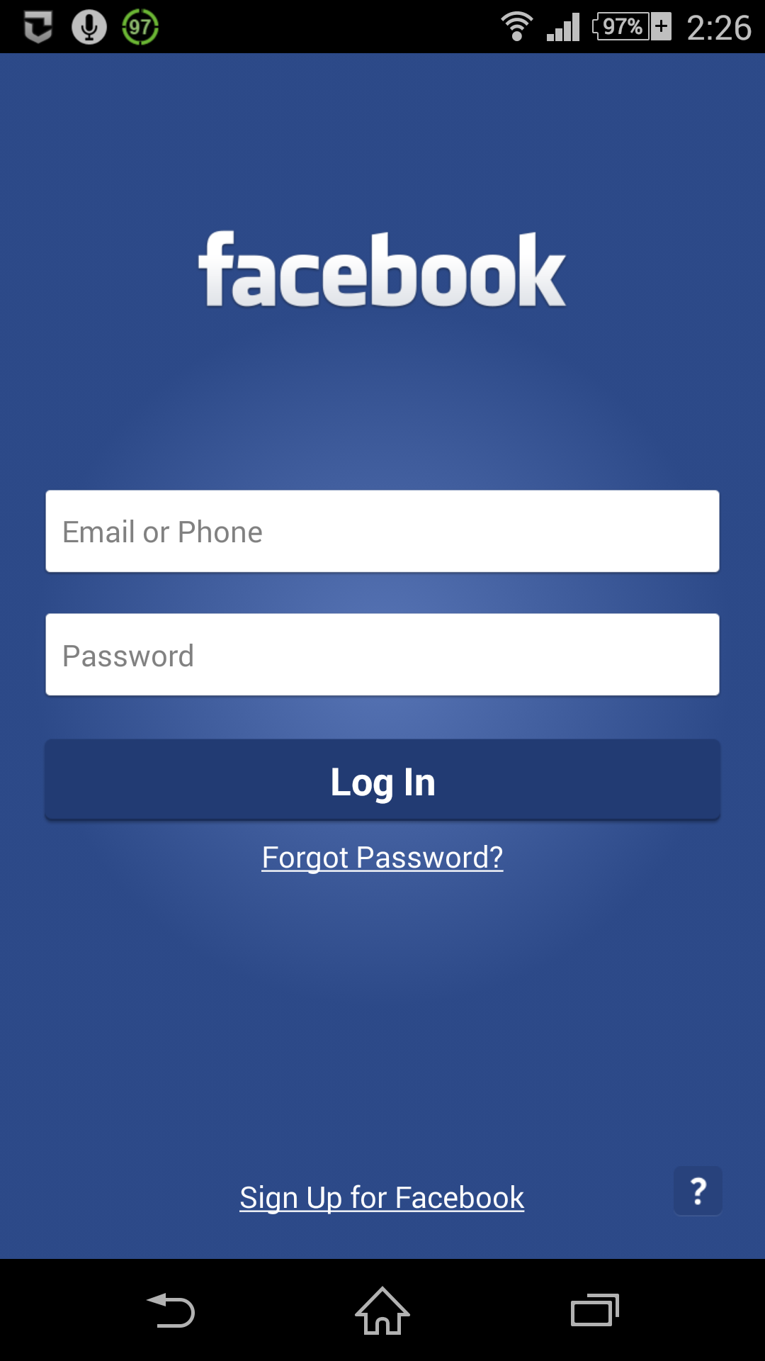 Facebook Mobile Login Touch